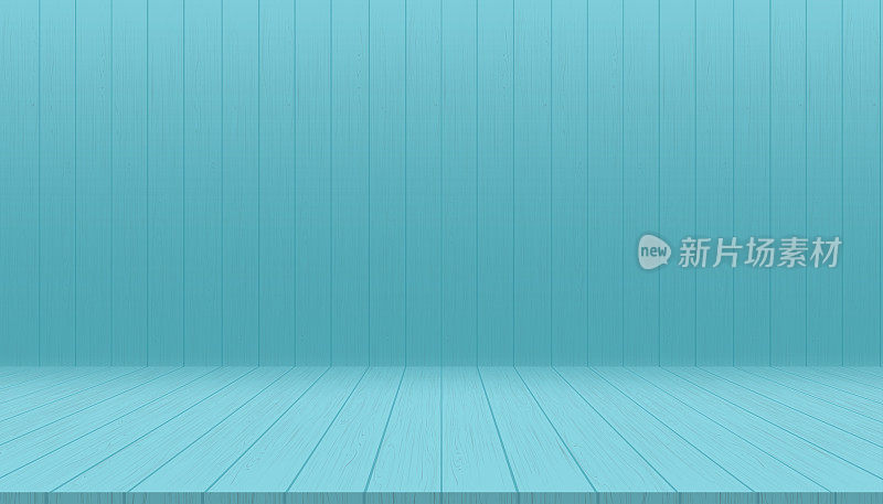 Wooden panel for indoor studio room. Vector illusration cartoon interior with floor and wall of blue wooden boards. Empty room in retro style design for vintage house concept